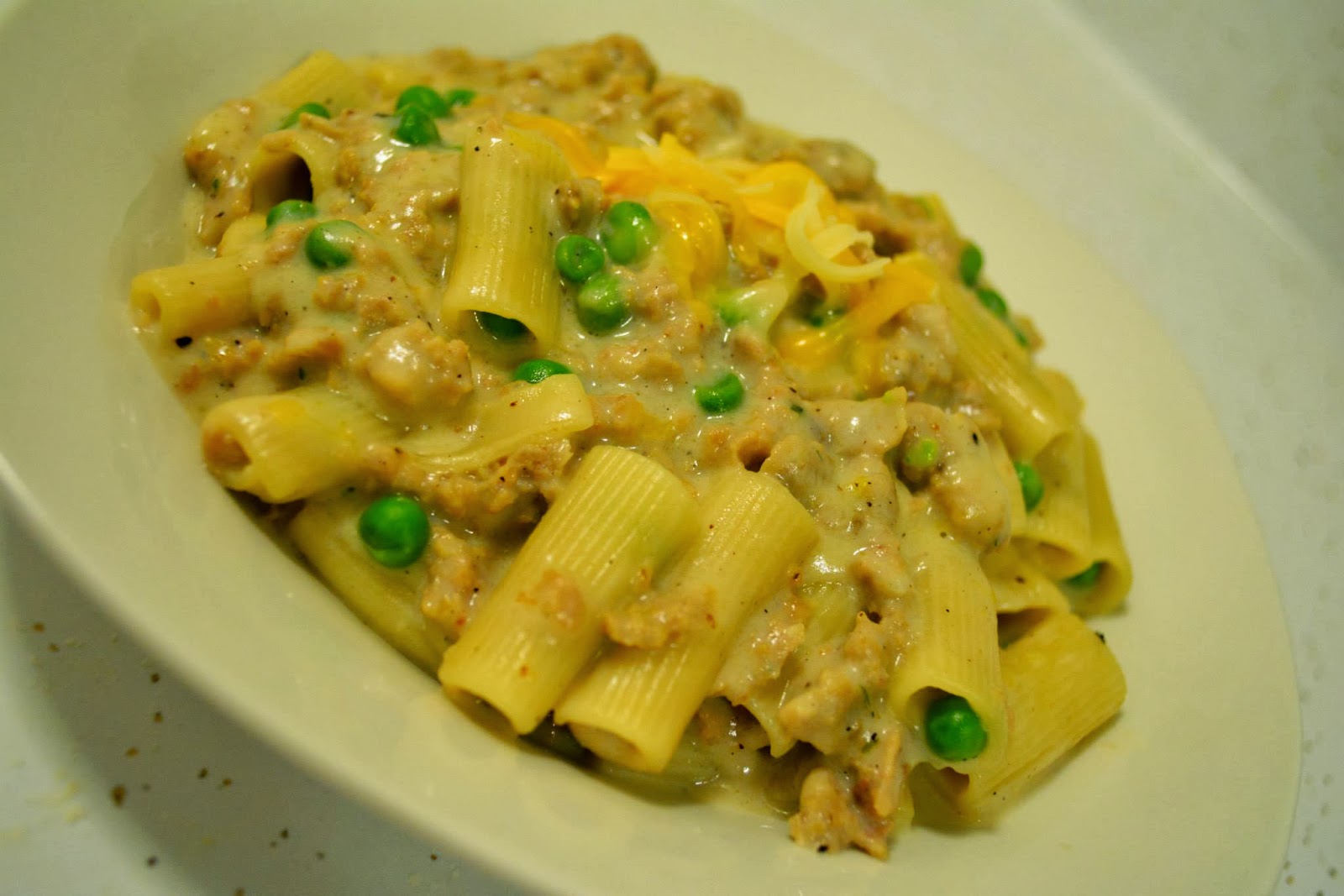 Penne with Beef and Peas